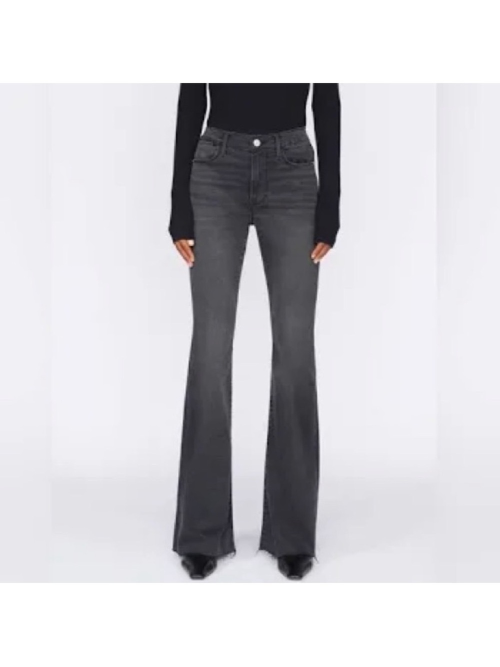 Frame Le High Flare Jeans in Washed Black size 28